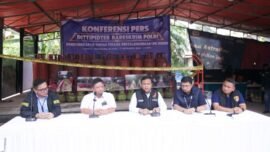 Konferensi pers pengungkapan tindak pidana penyalahgunaan LPG Subsidi di Tangerang Selatan, Banten, Kamis (17/9/2026) (Foto: Polri)