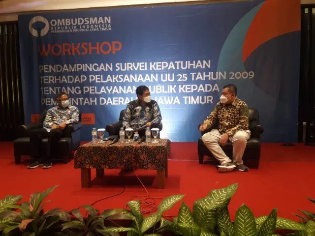 Acara pembukaan workshop pendampingan penilaian kepatuhan UU No 25 Tahun 2009 tentang Pelayanan Publik yang berlangsung di Surabaya, Jawa Timur, Kamis (27/5/2021) | dok. Ombudsman RI