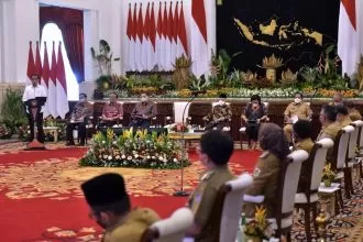 Presiden Jokowi saat memberikan pengarahan pada para kepala daerah, di Istana Negara, Jakarta, Senin (12/09/2022) | dok/photo: Humas Setkab